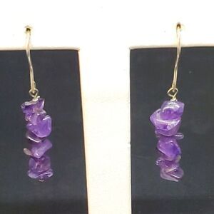 Sterling Silver Amethyst Chip Dangling Earrings